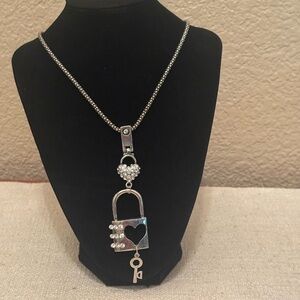 NWT Silver Heart Lock Pendant Necklace